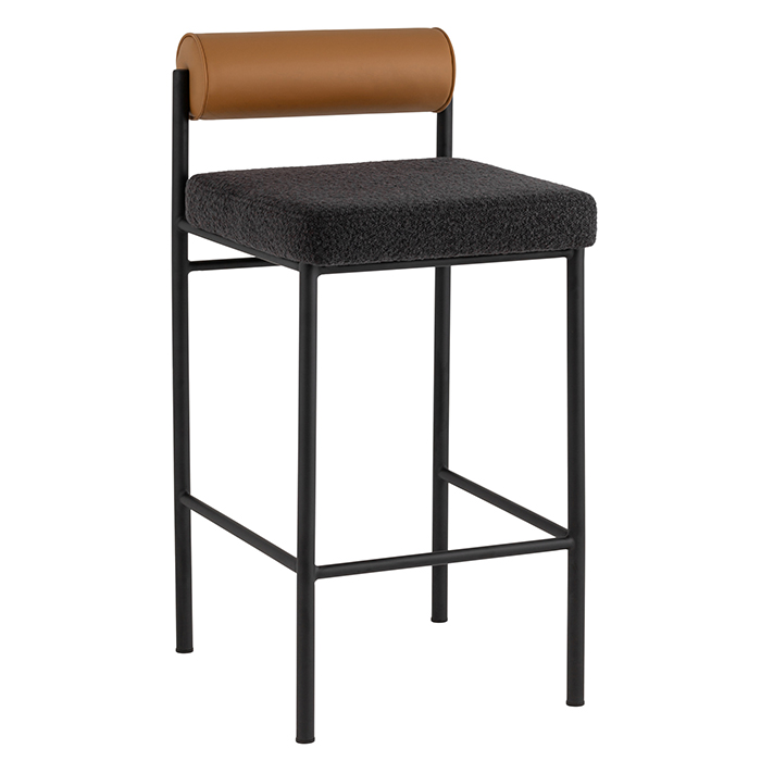 Стул барный Балла тёмно-серый с коричневой экокожей Stool Group FDC9939 sDC6095-10+b270-28