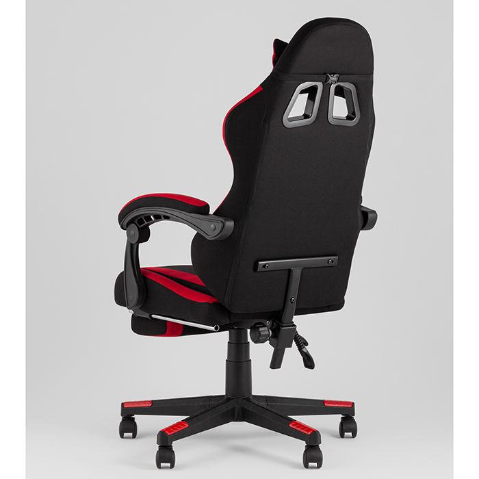 Кресло игровое TopChairs Prophet с оттоманкой чёрно-красный Stool Group GF-8086 TT701+TT703