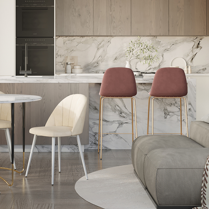 Стул барный Валенсия велюр пыльно-розовый Stool Group OS-001B HLR-44 gl
