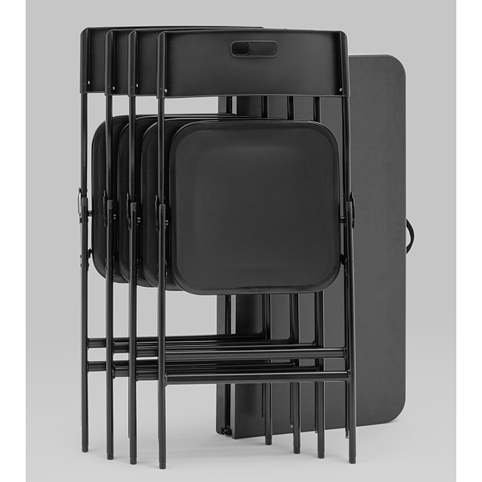 Комплект раскладного стола и стульев чёрный Stool Group YX-ZFP86 black