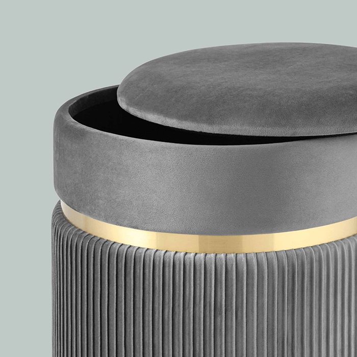 Пуф Миранда с ящиком велюр серый Stool Group 19B352VA-8167-55
