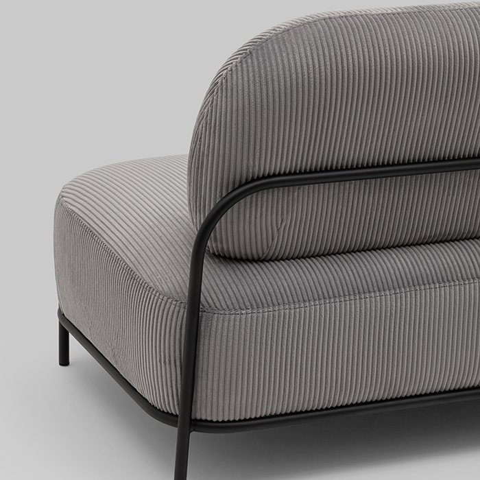 Диван Стоун велюр рельефный светло-серый Stool Group vd-dv-stone-cl-steel