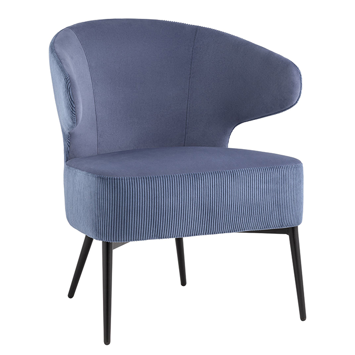 Кресло-лаунж Royal Stripes велюр синий Stool Group vd-royal-v795-vl48