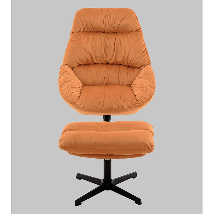 Кресло Оррелл терракотовый с оттоманкой Stool Group QH-8347KT-OT HLR-43 orange