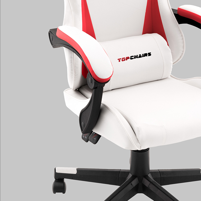Кресло игровое TopChairs Phantom бело-красный Stool Group GF-D80 white+red