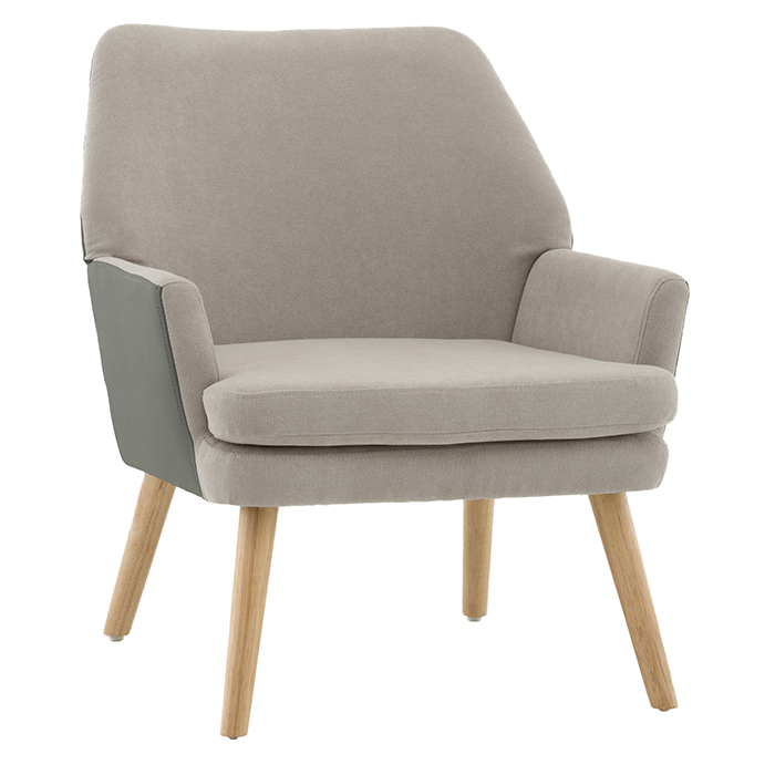 Кресло Харви серый с серой экокожей деревянные ножки Stool Group QH-8312K-WL 263-3+XC309-8