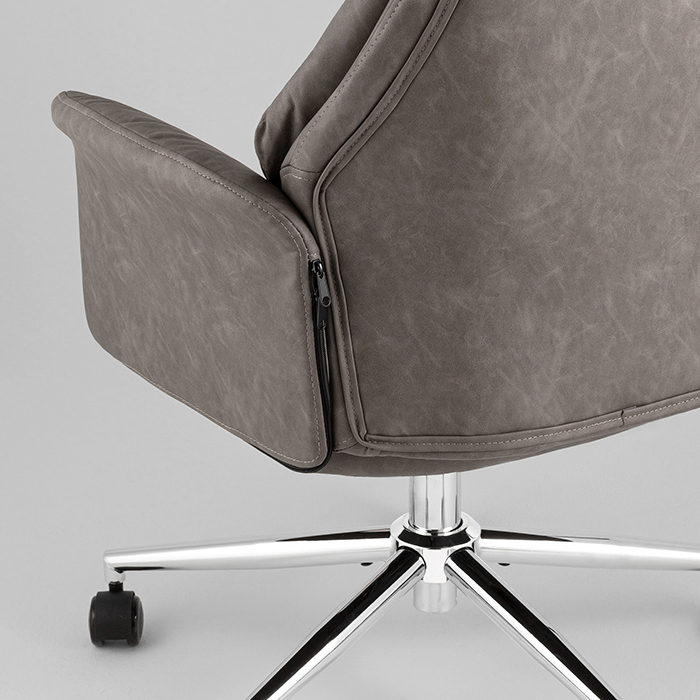 Кресло офисное TopChairs Neoma серый экокожа Stool Group YF-0515 FH-62 grey retro