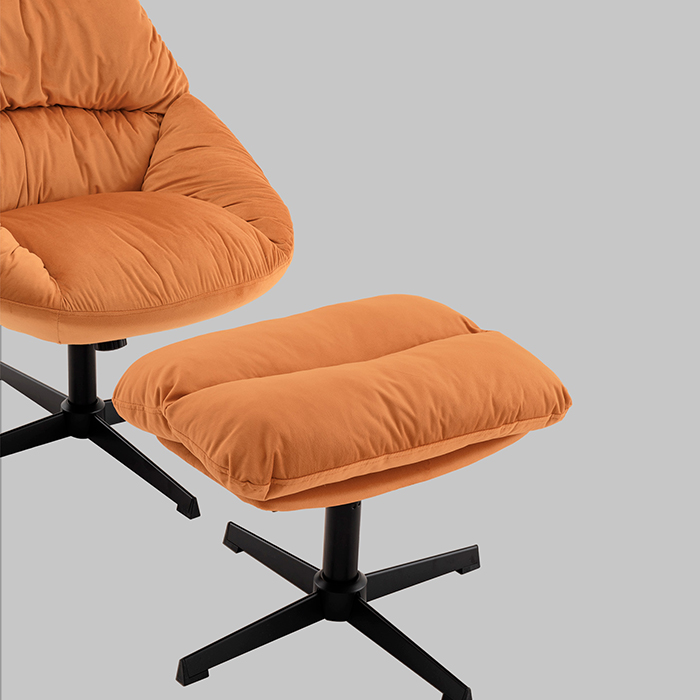 Кресло Оррелл терракотовый с оттоманкой Stool Group QH-8347KT-OT HLR-43 orange