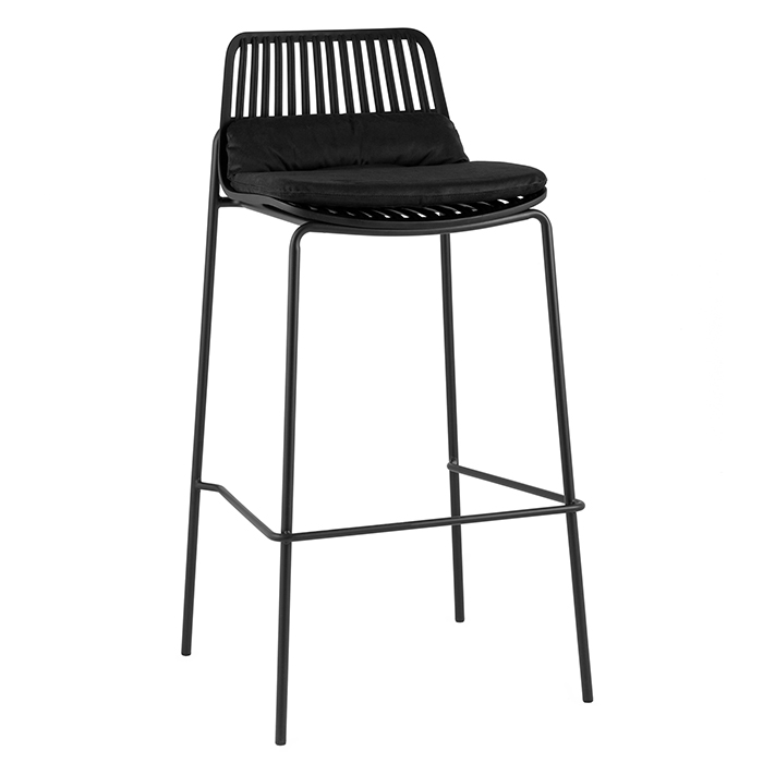 Стул барный Louran с подушкой чёрный Stool Group D-012H-75 black