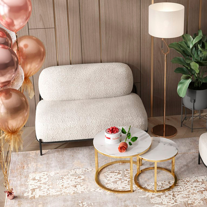 Диван Стоун букле молочный Stool Group vd-dv-stone-tr-milk