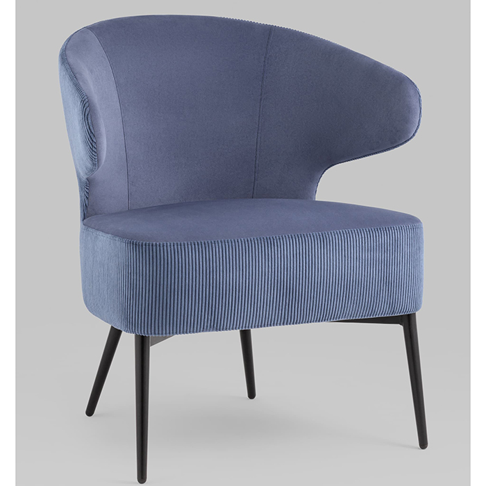 Кресло-лаунж Royal Stripes велюр синий Stool Group vd-royal-v795-vl48