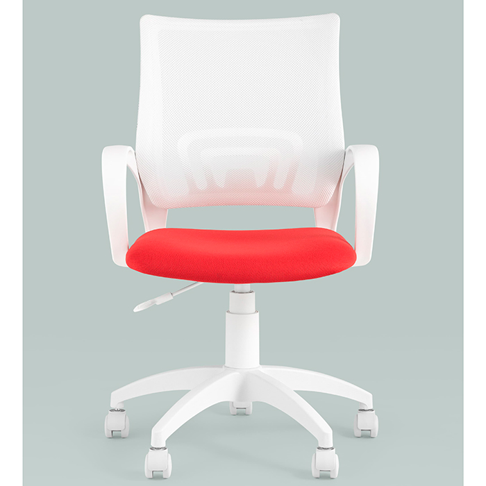Кресло офисное TopChairs белый/красный Stool Group ST-BASIC-W/WH/26-22