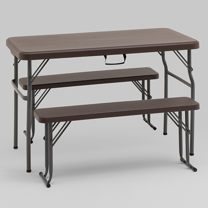 Комплект стола и двух скамеек коричневый Stool Group YX-B113 brown