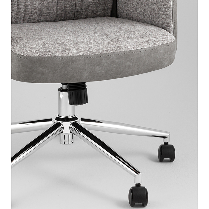 Кресло офисное TopChairs Neoma светло-серый экокожа Stool Group YF-0515 ZE119A-14+FH-64 l.grey retr