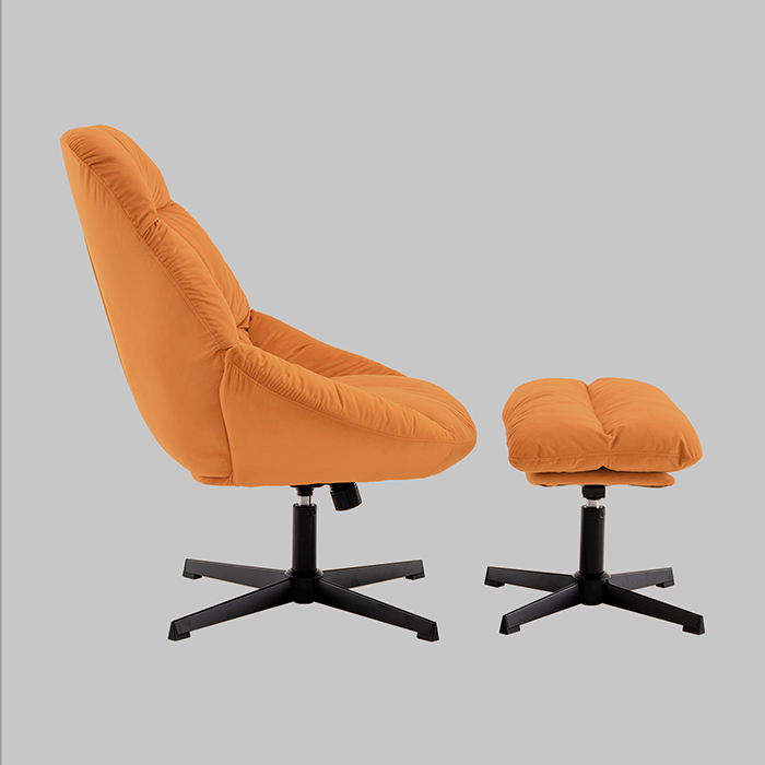 Кресло Оррелл терракотовый с оттоманкой Stool Group QH-8347KT-OT HLR-43 orange