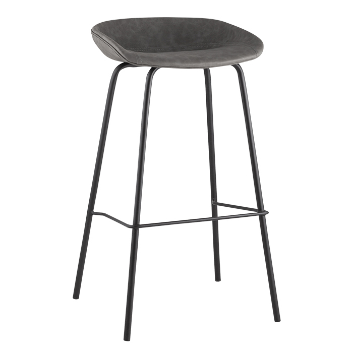 Комплект барных стульев Турин серая экокожа черные ножки (2 шт) Stool Group 8319TB GREY BOX