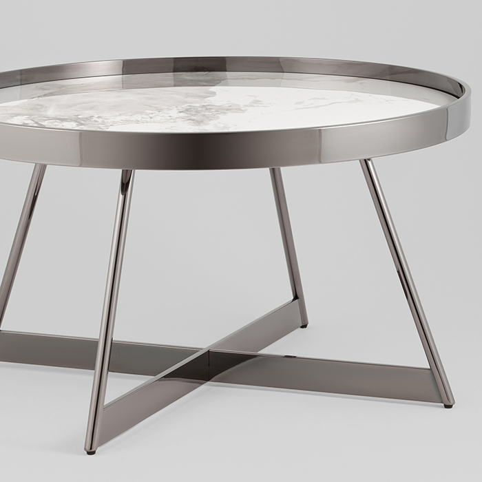 Журнальный столик Гера D80 белая керамика Stool Group ECT-280-GM