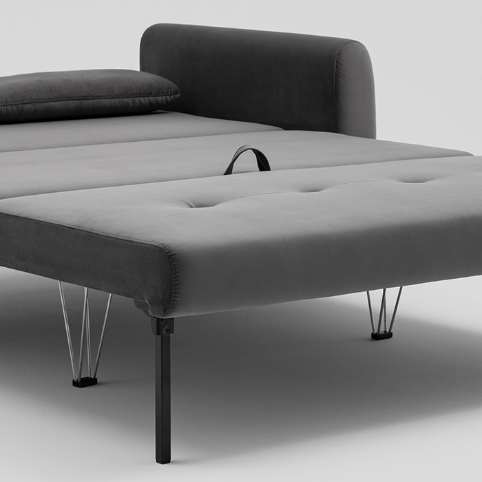 Диван-кровать прямой Барнаби велюр серый Stool Group vd-dv-barnaby-b27