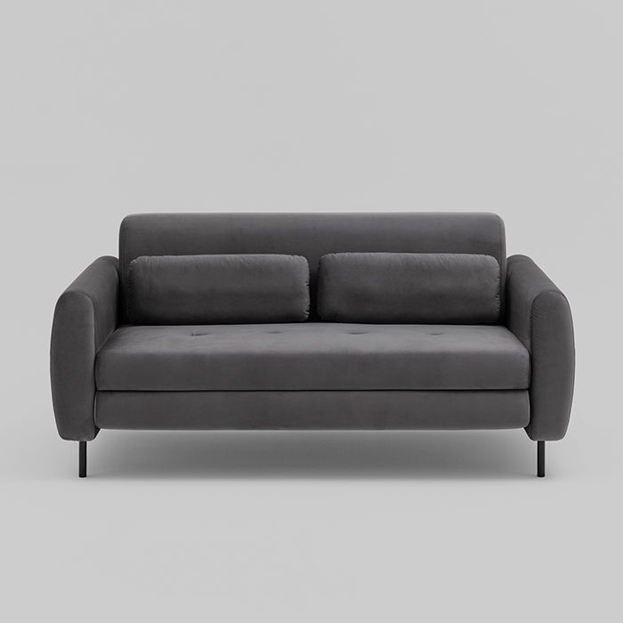 Диван-кровать прямой Барнаби велюр серый Stool Group vd-dv-barnaby-b27