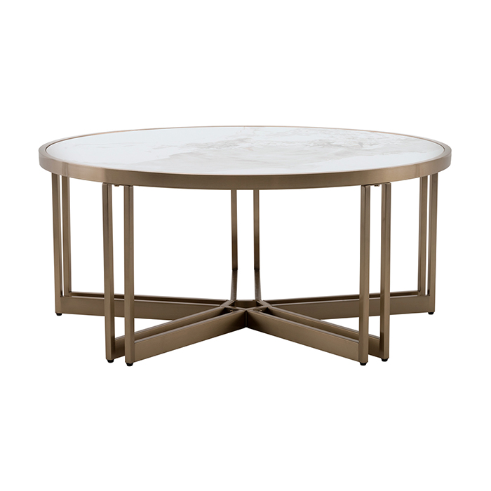 Журнальный столик Алиада D90 светлая керамика Stool Group ECT-279-BRCG