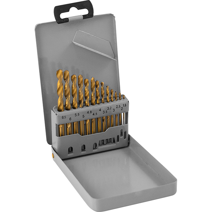 Набор спиральных сверл по металлу HSS TiN 1.5-6.5 мм (13 шт) Thorvik TDBS13