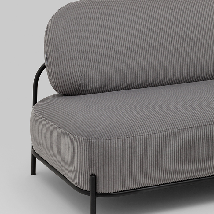 Диван Стоун велюр рельефный светло-серый Stool Group vd-dv-stone-cl-steel