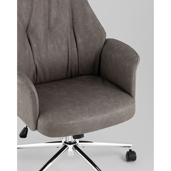 Кресло офисное TopChairs Neoma серый экокожа Stool Group YF-0515 FH-62 grey retro