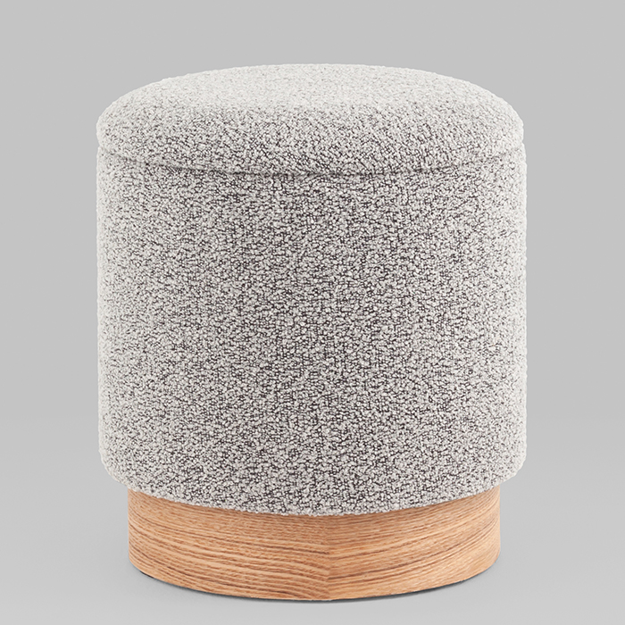 Пуф с ящиком Холли XS букле серый Stool Group 21B810BCB-S BCB-10