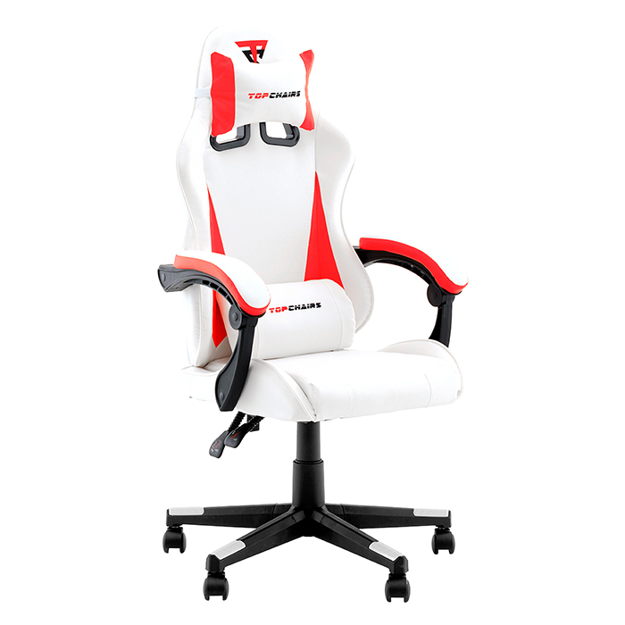 Кресло игровое TopChairs Phantom бело-красный Stool Group GF-D80 white+red