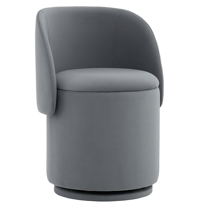 Пуф-трансформер Таунсвилл вращающийся с ящиком велюр серый Stool Group vd-taunsvill-vl12