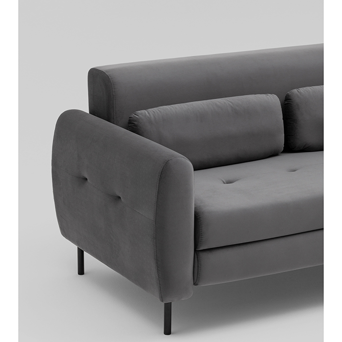 Диван-кровать прямой Барнаби велюр серый Stool Group vd-dv-barnaby-b27