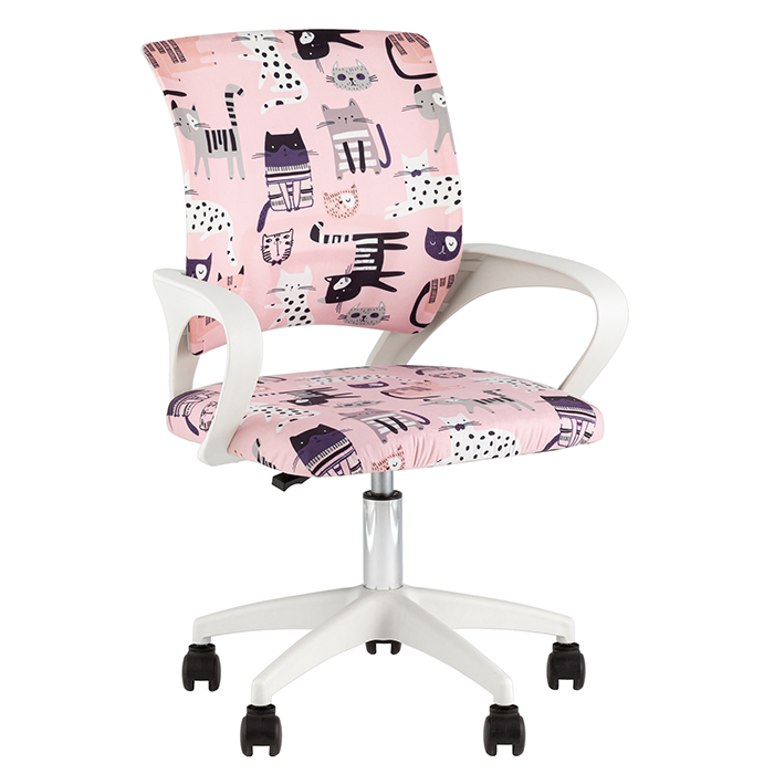 Кресло компьютерное детское TopChairs Simple SN Junior принт Pink Cats Stool Group OUE-2501WC Pink Cats