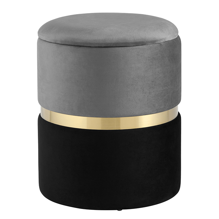 Пуф Кэрри с ящиком велюр серо-чёрный Stool Group 19A060VA-8167-55/70