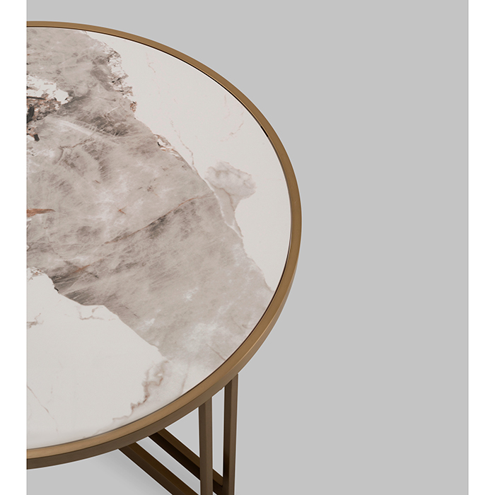 Журнальный столик Алиада D90 светлая керамика Stool Group ECT-279-BRCG