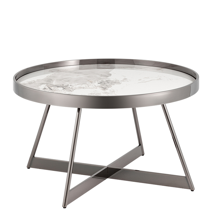 Журнальный столик Гера D80 белая керамика Stool Group ECT-280-GM