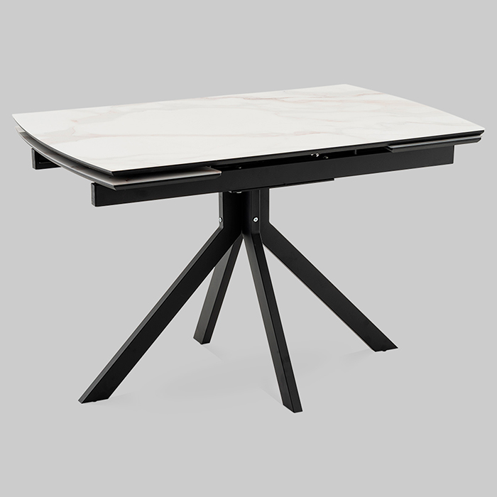 Стол раскладной Галац 120-180х80 см стекло белый основание черное Stool Group SO 273-77762