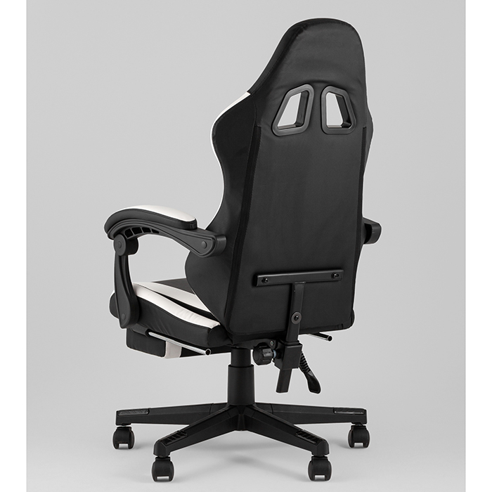 Кресло игровое TopChairs Prophet с оттоманкой чёрно-белый Stool Group GF-8086 black+white