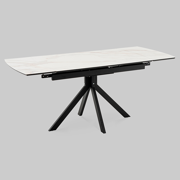 Стол раскладной Галац 120-180х80 см стекло белый основание черное Stool Group SO 273-77762