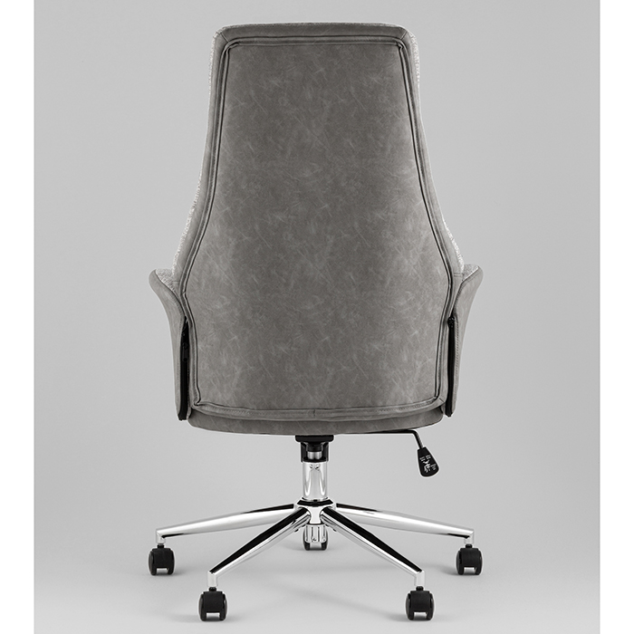 Кресло офисное TopChairs Neoma светло-серый экокожа Stool Group YF-0515 ZE119A-14+FH-64 l.grey retr