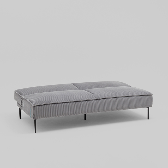 Диван прямой Кассель велюр рельефный светло-серый Stool Group vd-cassel-cl-steel