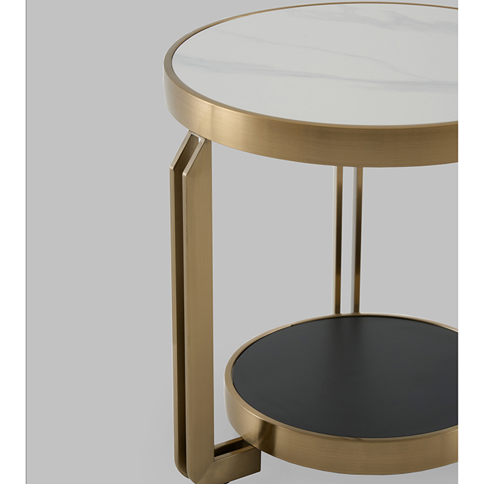 Журнальный столик Калисто светлая/темная керамика Stool Group EET-316-BRCG white/black
