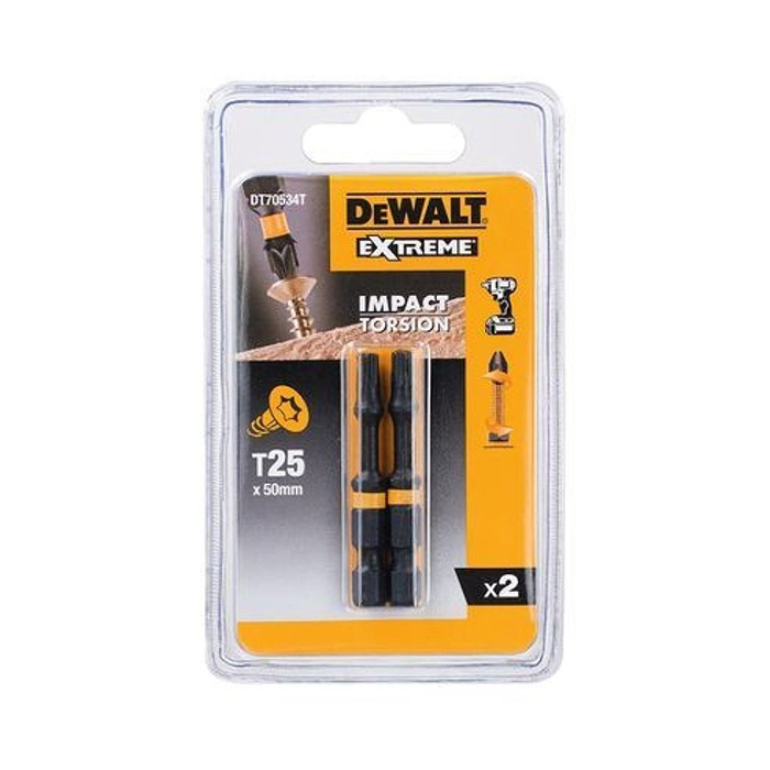 Биты T25 50мм (2 шт) Impact Torsion DeWalt DT70534T-QZ