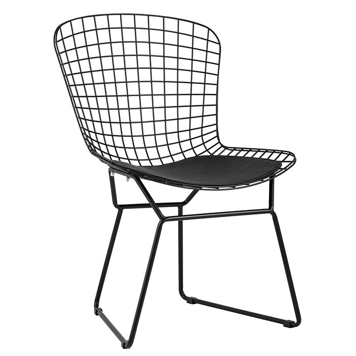 Стул Bertoia чёрный с подушкой Stool Group BTY-18-P6 BL/BL