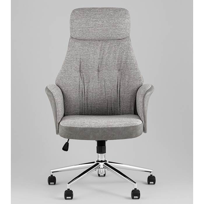 Кресло офисное TopChairs Neoma светло-серый экокожа Stool Group YF-0515 ZE119A-14+FH-64 l.grey retr