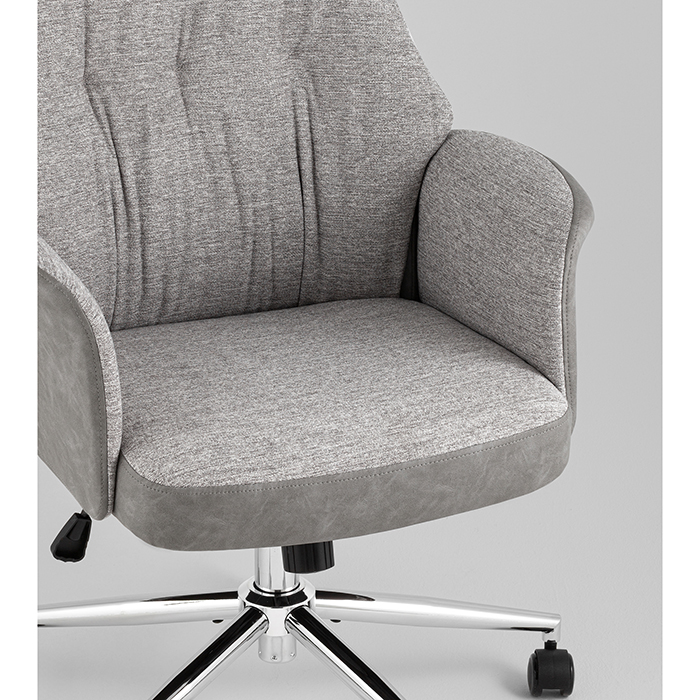 Кресло офисное TopChairs Neoma светло-серый экокожа Stool Group YF-0515 ZE119A-14+FH-64 l.grey retr
