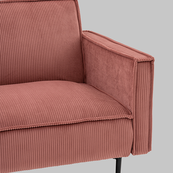 Диван прямой Кассель велюр рельефный коралловый Stool Group vd-cassel-cl-coral