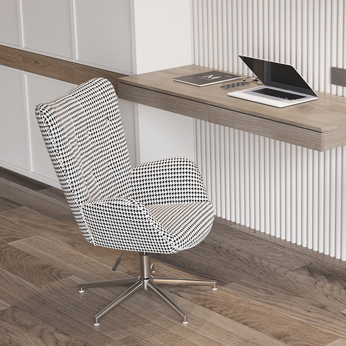 Кресло регулируемое Филадельфия гусиная лапка чёрно-белое Stool Group FUCHS HOUNDTOOTH