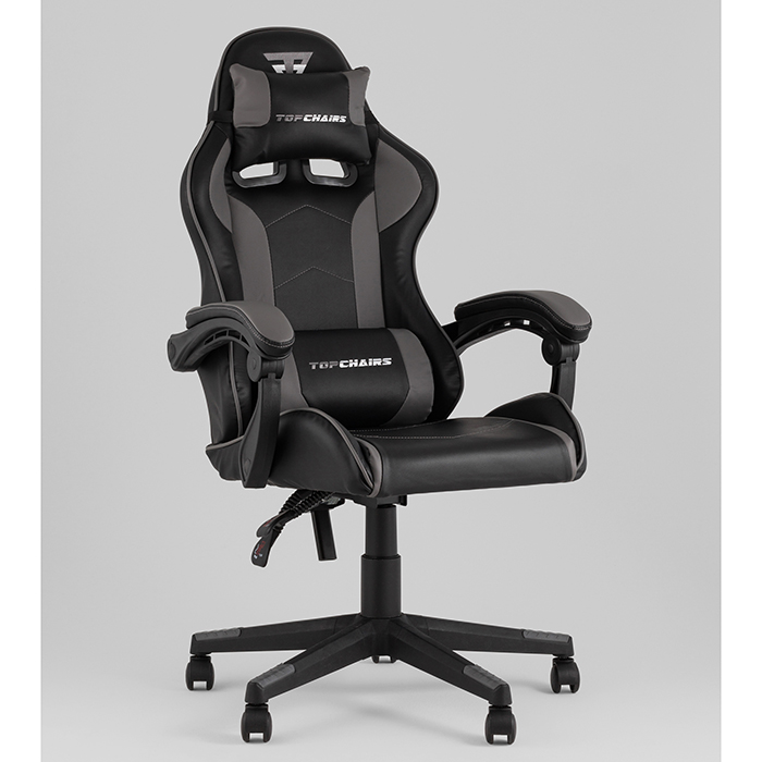 Кресло игровое TopChairs Shadow чёрно-серый Stool Group GF-8079 black+grey