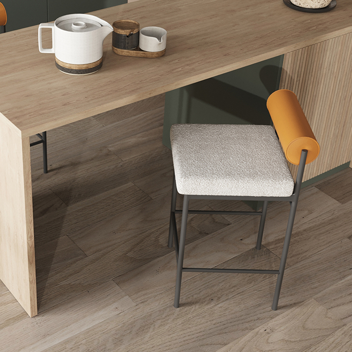 Стул барный Балла бежевый с коричневой экокожей Stool Group FDC9939 sDC6095-4+b270-28