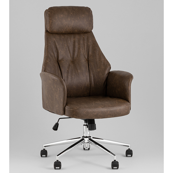Кресло офисное TopChairs Neoma коричневый экокожа Stool Group YF-0515 FH-65 brown retro